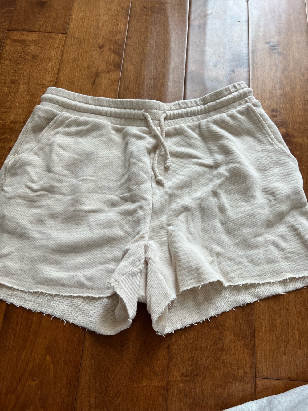 American Eagle Outfitters Cream knit Drawstring Athletic Shorts